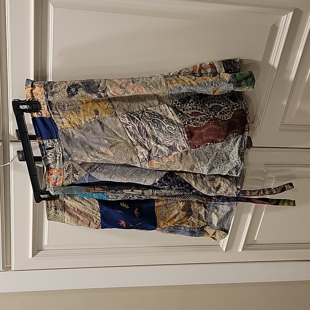 Multicolor patchwork wrap skirt
